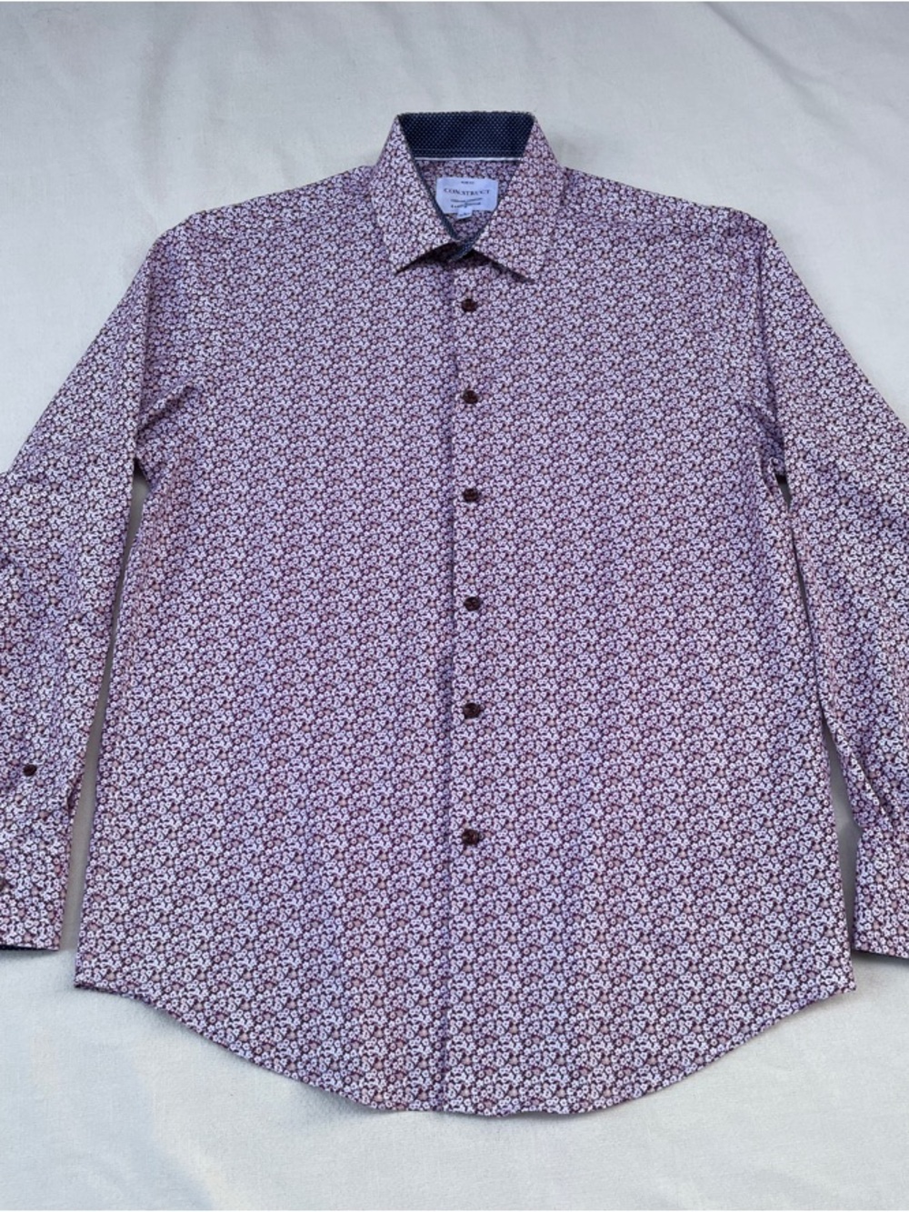 CON.STRUCT Slim Fit Men's Tailored Long-Sleeve Floral Button-Up, Cooling Comfort